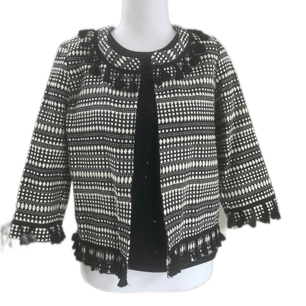 Black & White Jacket With Tassels